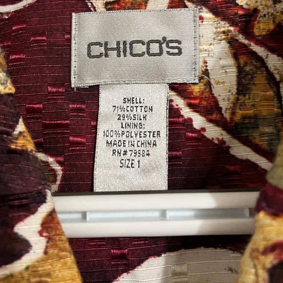 Chico’s Vibrant Multi Floral Print Silk Blend Blazer in Textured Fabric Sz-M - Picture 5 of 6